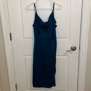 Emerald Green below the knee dress with left front slit